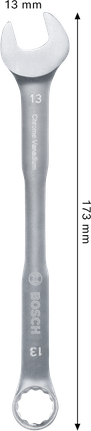 Kunci kombinasi Bosch 13 mm krom vanadium.